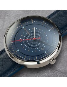 Gravithin Watches Stříbrné pánské hodinky Gravithin s koženým páskem Argo 40MM