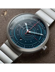 Gravithin Watches Stříbrné pánské hodinky Gravithin s koženým páskem ArgoMatic Silver 42MM Automatic