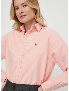 Bavlněná košile Polo Ralph Lauren oranžová barva, relaxed, s klasickým límcem