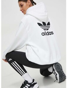 Mikina adidas Originals dámská, bílá barva, s kapucí, s potiskem, IP0586