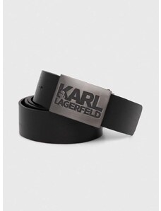 Kožený pásek Karl Lagerfeld pánský, černá barva