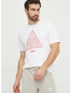 Bavlněné tričko adidas TIRO bílá barva, s potiskem, IN6257