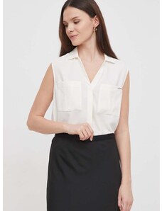 Košile Calvin Klein dámská, béžová barva, regular, s klasickým límcem, K20K207031