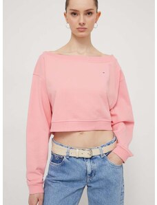 Mikina Tommy Jeans dámská, růžová barva, hladká