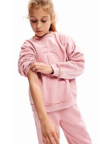 Dětská bavlněná mikina Desigual růžová barva, s aplikací
