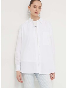 Bavlněná košile HUGO bílá barva, relaxed, s klasickým límcem