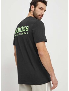 Bavlněné tričko adidas šedá barva, s potiskem, IX4452