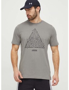 Bavlněné tričko adidas TIRO béžová barva, s potiskem, IN6267