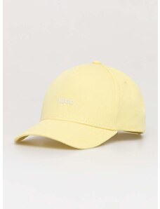 Bavlněná baseballová čepice HUGO žlutá barva, s potiskem, 50508845
