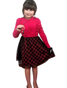 Bibika Dívčí zimní šaty růžovo-černé