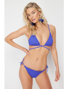 Trendyol Blue Triangle Gimped Bikini Top