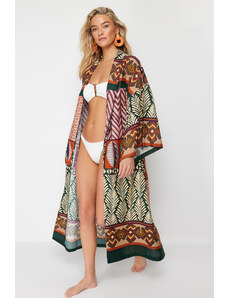 Trendyol Ethnic Patterned Midi Woven 100% Cotton Kimono&Kaftan