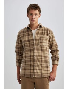 DEFACTO Regular Fit fleece Plaid Long Sleeve Shirt