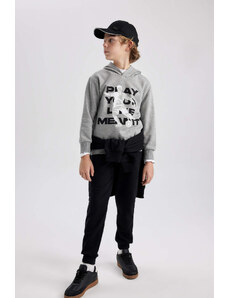 DEFACTO Boy Hooded Printed Thick Sweatshirt