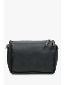 Black Leather Shoulder Bag with Adjustable Strap Estro ER00114403