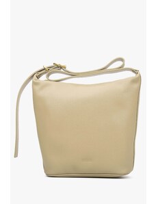 Beige Bucket Bag made of Genuine Leather Estro ER00114431