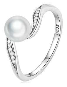 WHITE PEARLS stříbrný prsten s perličkou