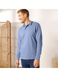 Blancheporte Polo tričko s pruhovaným límečkem a dlouhými rukávy modrá džínová 107/116 (XL)