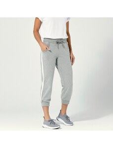 Blancheporte 3/4 sportovní kalhoty, dvoubarevné šedý melír/bílá 34/36