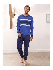 Blancheporte Sada 2 pyžam, trojbarevný design modrá+šedá 127/136 (3XL)