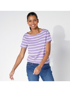 Blancheporte Pruhované tričko s krátkými rukávy lila/bílá 50