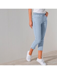 Blancheporte 3/4 džínové kalhoty s pružným pasem sepraná modrá 40