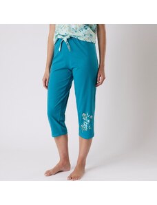 Blancheporte 3/4 pyžamové kalhoty se středovým potiskem "Jardin secret" smaragdová 42/44