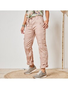 Blancheporte Rovné kalhoty s kapsami a nohavicemi na ohrnutí hnědošedá 38