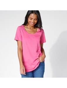 Blancheporte Jednobarevné tričko s kulatým výstřihem, bio bavlny růžová 34/36