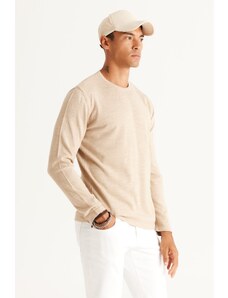 AC&Co / Altınyıldız Classics Men's Beige Standard Fit Normal Fit Warm Crew Neck Knitwear Sweater