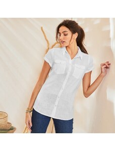 Blancheporte Jednobarevná košile s krátkými rukávy bílá 48