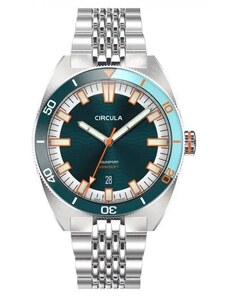 Circula Watches Stříbrné pánské hodinky Circula s ocelovým páskem AquaSport II - Blue 40MM Automatic