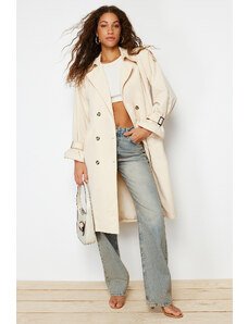 Trendyol Stone Oversize Wide Cut Belted Trench Coat