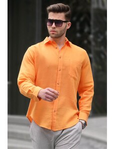 Madmext Orange Relaxed Fit Muslin Fabric Men's Shirt 5587