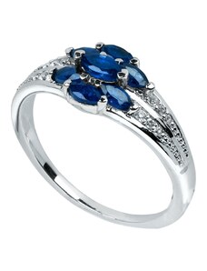 Stříbrný prsten s modrým Safírem z Brazílie a bílým Topazem Planet Shop