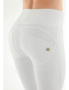 Freddy kalhoty WR.UP koženkové bílé, vysoký pas, superskinny střih, 7/8 délka, eco-friendly materiál