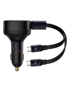 Nabíječka do auta 2v1 33W 2x USB C samec Enjoyment - černá Baseus