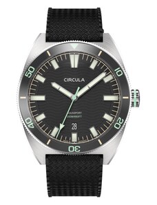 Circula Watches Stříbrné pánské hodinky Circula s gumovým páskem AquaSport II - Black 40MM Automatic