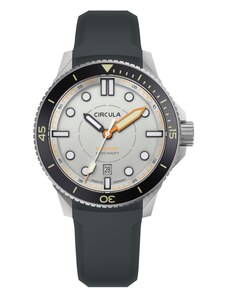 Circula Watches Stříbrné pánské hodinky Circula s gumovým páskem DiveSport Titan - Grey / Black DLC Titanium 42MM Automatic