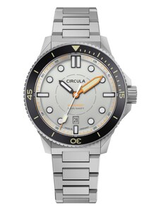 Circula Watches Stříbrné pánské hodinky Circula s ocelovým páskem DiveSport Titan - Grey / Black DLC Titanium 42MM Automatic