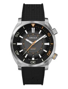 Circula Watches Stříbrné pánské hodinky Circula s gumovým páskem SuperSport - Black 40MM Automatic