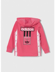 Dětská mikina adidas Originals růžová barva, s kapucí, vzorovaná