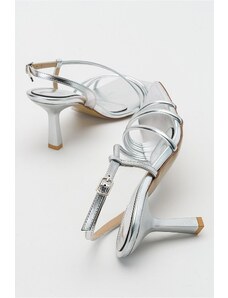 LuviShoes Narva Silver Metallic Women's Heeled Shoes