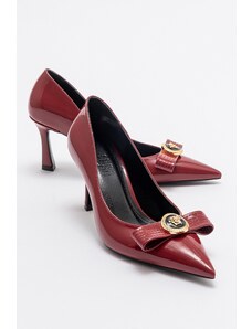 LuviShoes LIVENZA Women's Burgundy Patent Leather Heeled Shoes