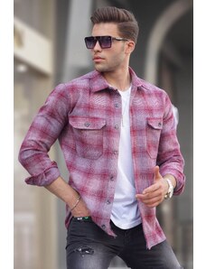 Madmext Claret Red Lumberjack Shirt with Pocket 5527