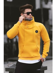 Madmext Knitwear Collar Buttoned Yellow Sweatshirt 4411