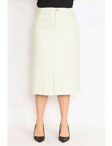 Şans Women's Plus Size Green 5-Pocket Denim Skirt