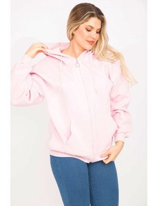 Şans Women's Plus Size Pink 3-Thread Raised Sweatshirt