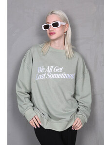 Madmext Mint Green Printed Sweatshirt