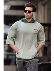 Madmext Men's Mint Green Hooded T-Shirt 6182